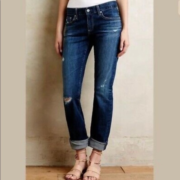Ag Adriano Goldschmied Denim - AG Blue The Tomboy Destroyed Boyfriend Fit Jeans